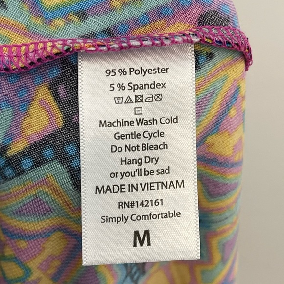 Lularoe Nicole Geometric Printed Midi Dress Size M Yellow Purple Short Sleeves - Picture 7 of 10